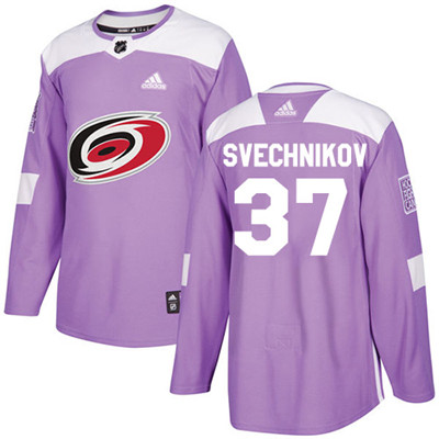 Adidas Hurricanes #37 Andrei Svechnikov Purple Authentic Fights Cancer Stitched NHL Jersey