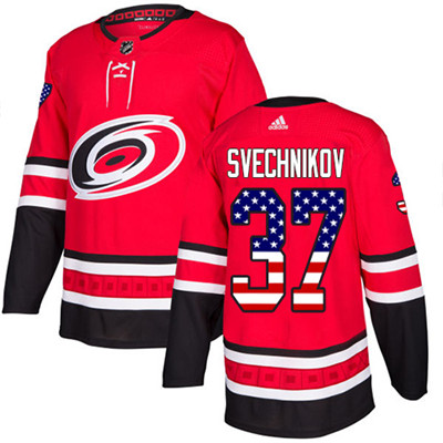 Adidas Hurricanes #37 Andrei Svechnikov Red Home Authentic USA Flag Stitched NHL Jersey