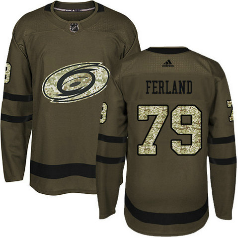 Adidas Hurricanes #79 Michael Ferland Green Salute to Service Stitched NHL Jersey