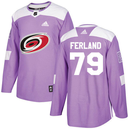 Adidas Hurricanes #79 Michael Ferland Purple Authentic Fights Cancer Stitched NHL Jersey