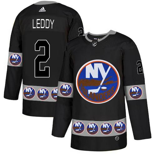 Adidas Islanders #2 Nick Leddy Black Authentic Team Logo Fashion Stitched NHL Jersey