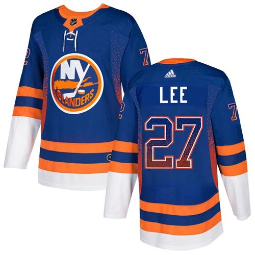 Adidas Islanders #27 Anders Lee Royal Blue Home Authentic Drift Fashion Stitched NHL Jersey