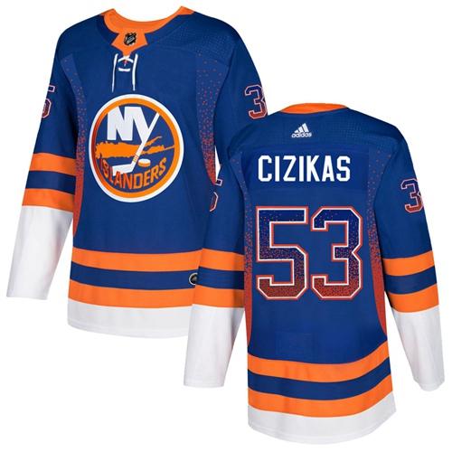 Adidas Islanders #53 Casey Cizikas Royal Blue Home Authentic Drift Fashion Stitched NHL Jersey