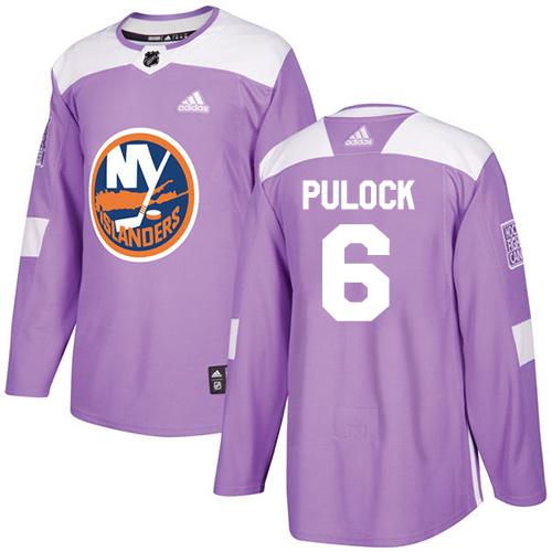 Adidas Islanders #6 Ryan Pulock Purple Authentic Fights Cancer Stitched NHL Jersey