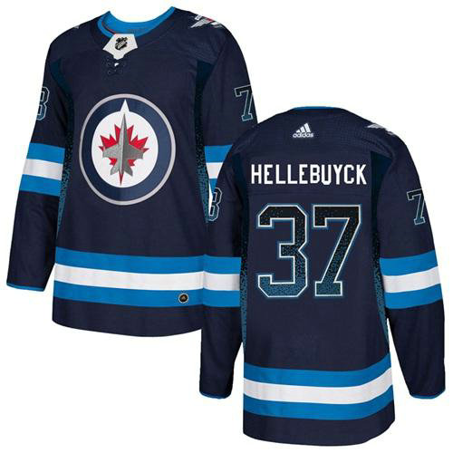 Adidas Jets #37 Connor Hellebuyck Navy Blue Home Authentic Drift Fashion Stitched NHL Jersey