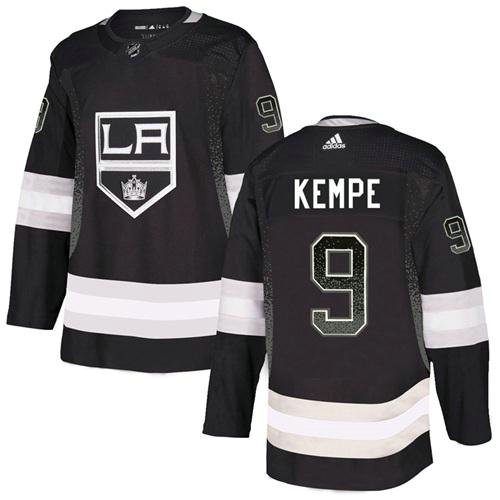 Adidas Kings #9 Adrian Kempe Black Home Authentic Drift Fashion Stitched NHL Jersey