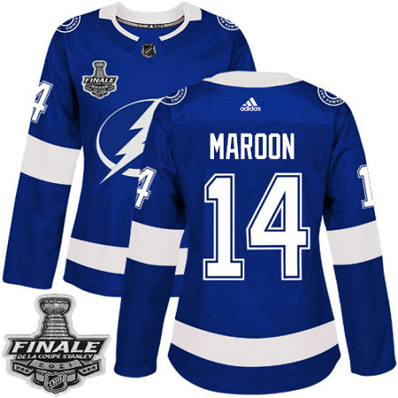 Adidas Lightning #14 Pat Maroon Blue Home Authentic Women's 2021 NHL Stanley Cup Final Patch Jersey