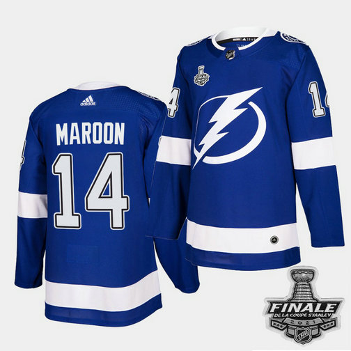 Adidas Lightning #14 Patrick Maroon Blue Home Authentic 2021 NHL Stanley Cup Final Patch Jersey