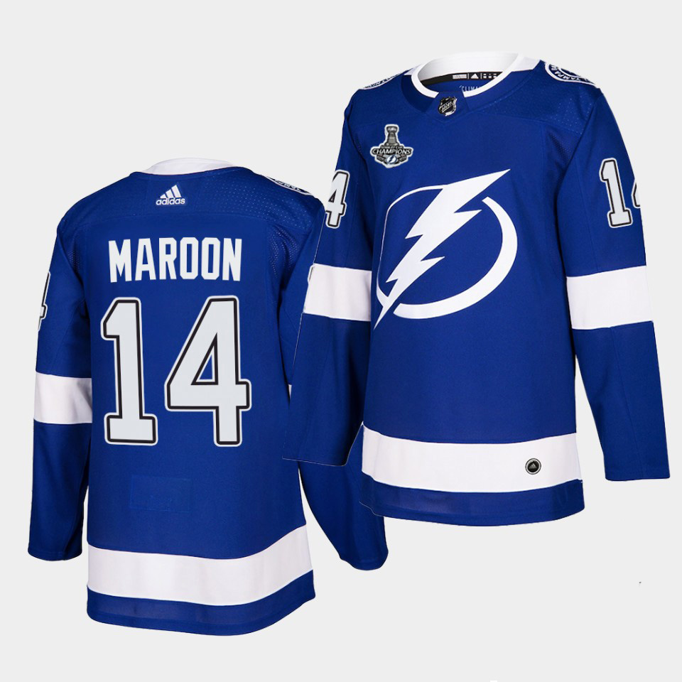 Adidas Lightning #14 Patrick Maroon Blue Home Authentic 2021 Stanley Cup Champions Jersey