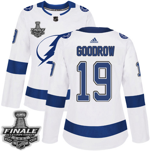 Adidas Lightning #19 Barclay Goodrow White Road Authentic Women's 2021 NHL Stanley Cup Final Patch Jersey
