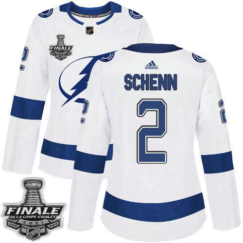 Adidas Lightning #2 Luke Schenn White Road Authentic Women's 2021 NHL Stanley Cup Final Patch Jersey