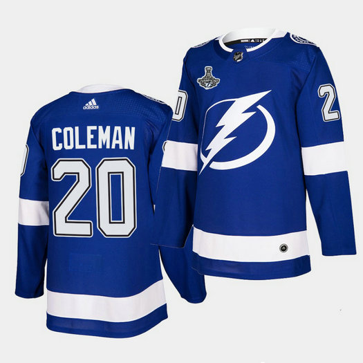 Adidas Lightning #20 Blake Coleman Blue Home Authentic 2021 Stanley Cup Champions Jersey