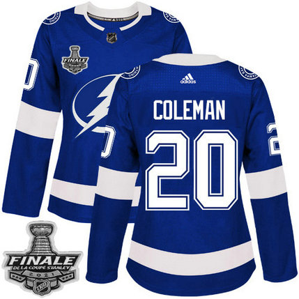 Adidas Lightning #20 Blake Coleman Blue Home Authentic Women's 2021 NHL Stanley Cup Final Patch Jersey