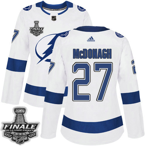Adidas Lightning #27 Ryan McDonagh White Road Authentic Women's 2021 NHL Stanley Cup Final Patch Jersey