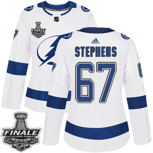 Adidas Lightning #67 Mitchell Stephens White Road Authentic Women's 2021 NHL Stanley Cup Final Patch Jersey