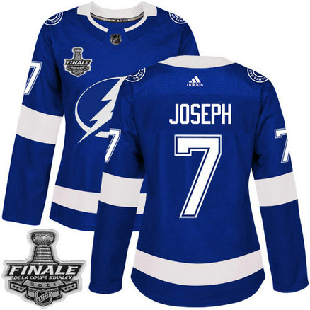 Adidas Lightning #7 Mathieu Joseph Blue Home Authentic Women's 2021 NHL Stanley Cup Final Patch Jersey
