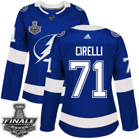 Adidas Lightning #71 Anthony Cirelli Blue Home Authentic Women's 2021 NHL Stanley Cup Final Patch Jersey