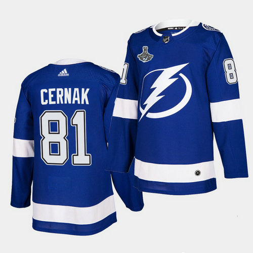 Adidas Lightning #81 Erik Cernak Blue Home Authentic 2021 Stanley Cup Champions Jersey