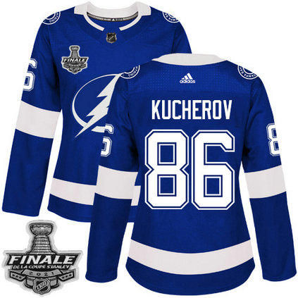 Adidas Lightning #86 Nikita Kucherov Blue Home Authentic Women's 2021 NHL Stanley Cup Final Patch Jersey