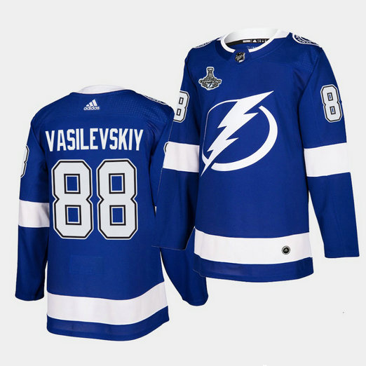 Adidas Lightning #88 Andrei Vasilevskiy Blue Home Authentic 2021 Stanley Cup Champions Jersey