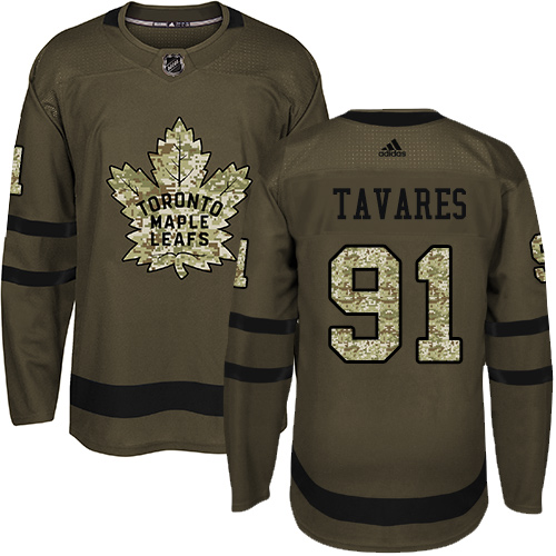 Adidas Maple Leafs #91 John Tavares Green Salute to Service Stitched Youth NHL Jersey