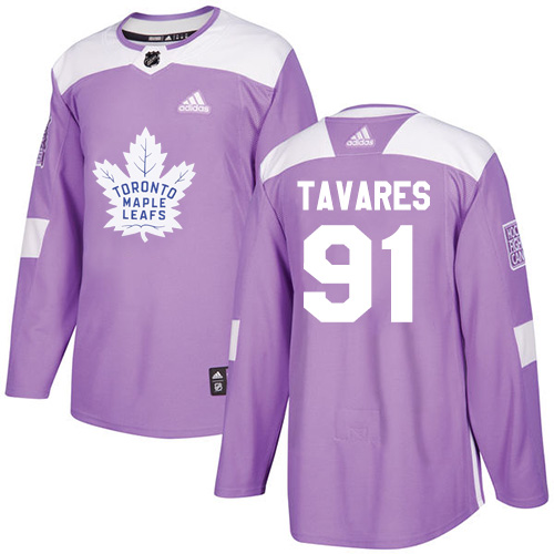 Adidas Maple Leafs #91 John Tavares Purple Authentic Fights Cancer Stitched Youth NHL Jersey