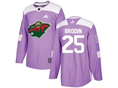 Adidas Minnesota Wild #25 Jonas Brodin Purple Authentic Fights Cancer Stitched NHL Jersey