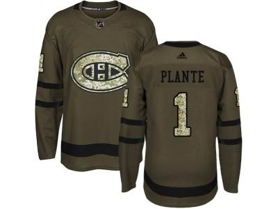 Adidas Montreal Canadiens #1 Jacques Plante Green Salute to Service Jersey