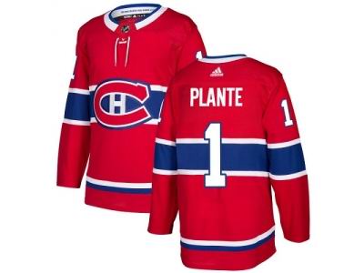 Adidas Montreal Canadiens #1 Jacques Plante Red Home Jersey