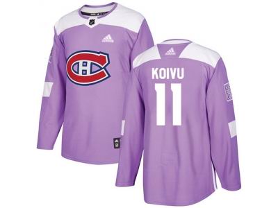 Adidas Montreal Canadiens #11 Saku Koivu Purple Authentic Fights Cancer Stitched NHL Jersey