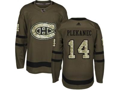 Adidas Montreal Canadiens #14 Tomas Plekanec Green Salute to Service Jersey