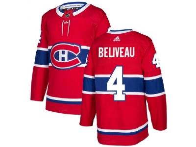 Adidas Montreal Canadiens #4 Jean Beliveau Red Home Jersey