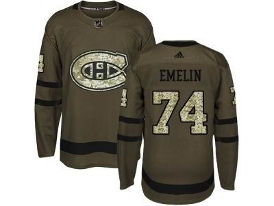 Adidas Montreal Canadiens #74 Alexei Emelin Green Salute to Service Jersey