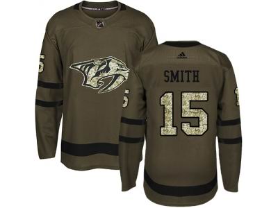 Adidas Nashville Predators #15 Craig Smith Green Salute to Service NHL Jersey