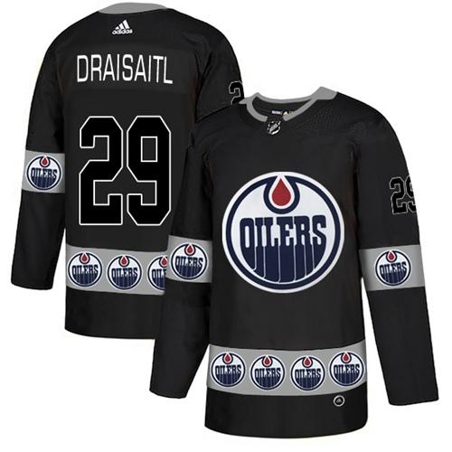 Adidas Oilers #29 Leon Draisaitl Black Authentic Team Logo Fashion Stitched NHL Jersey
