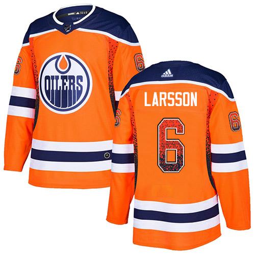 Adidas Oilers #6 Adam Larsson Orange Home Authentic Drift Fashion Stitched NHL Jersey