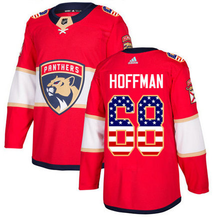 Adidas Panthers #68 Mike Hoffman Red Home Authentic USA Flag Stitched NHL Jersey