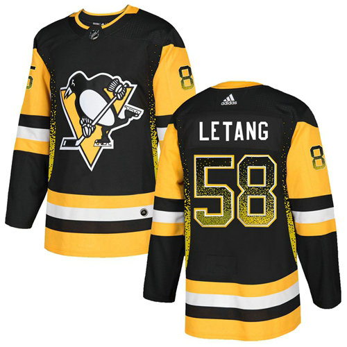 Adidas Penguins #58 Kris Letang Black Home Authentic Drift Fashion Stitched NHL Jersey