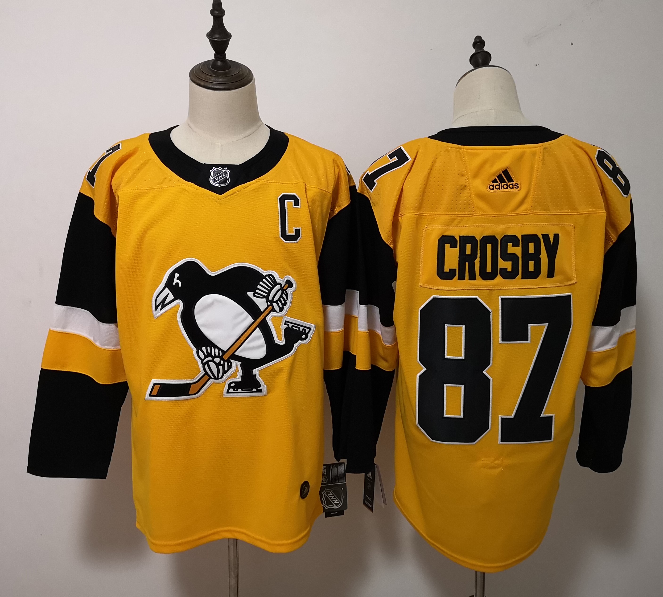 Adidas Penguins #87 Sidney Crosby Yellow Alternate Stitched NHL Jersey