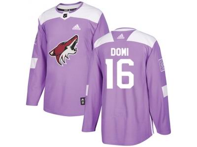 Adidas Phoenix Coyotes #16 Max Domi Purple Authentic Fights Cancer Stitched NHL Jersey