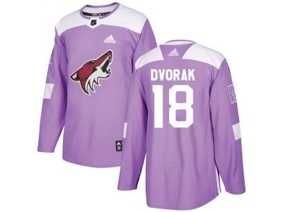 Adidas Phoenix Coyotes #18 Christian Dvorak Purple Authentic Fights Cancer Stitched NHL Jersey