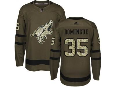 Adidas Phoenix Coyotes #35 Louis Domingue Green Salute to Service NHL Jersey