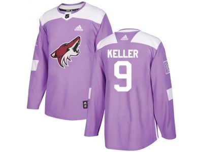 Adidas Phoenix Coyotes #9 Clayton Keller Purple Authentic Fights Cancer Stitched NHL Jersey