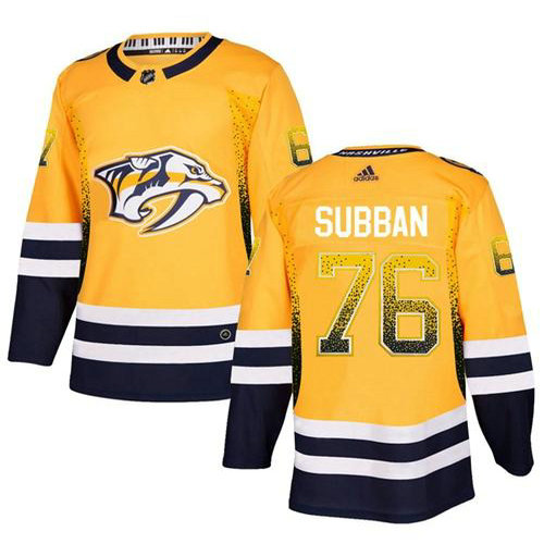 Adidas Predators #76 P.K Subban Yellow Home Authentic Drift Fashion Stitched NHL Jersey