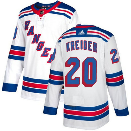 Adidas Rangers #20 Chris Kreider White Road Authentic Stitched NHL Jersey