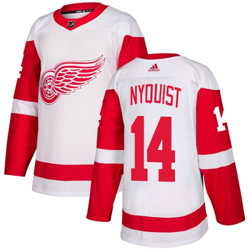 Adidas Red Wings #14 Gustav Nyquist White Road Authentic Stitched NHL Jersey