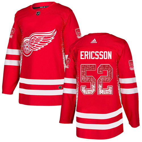 Adidas Red Wings #52 Jonathan Ericsson Red Home Authentic Drift Fashion Stitched NHL Jersey