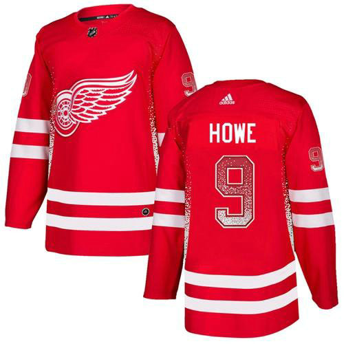 Adidas Red Wings #9 Gordie Howe Red Home Authentic Drift Fashion Stitched NHL Jersey