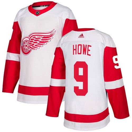 Adidas Red Wings #9 Gordie Howe White Road Authentic Stitched NHL Jersey