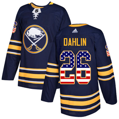 Adidas Sabres #26 Rasmus Dahlin Navy Blue Home Authentic USA Flag Stitched NHL Jersey